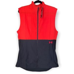 🧨1 LEFT🧨 Under Armour M Vest Red Black Fitted Windbreaker Outerwear Running Gym
